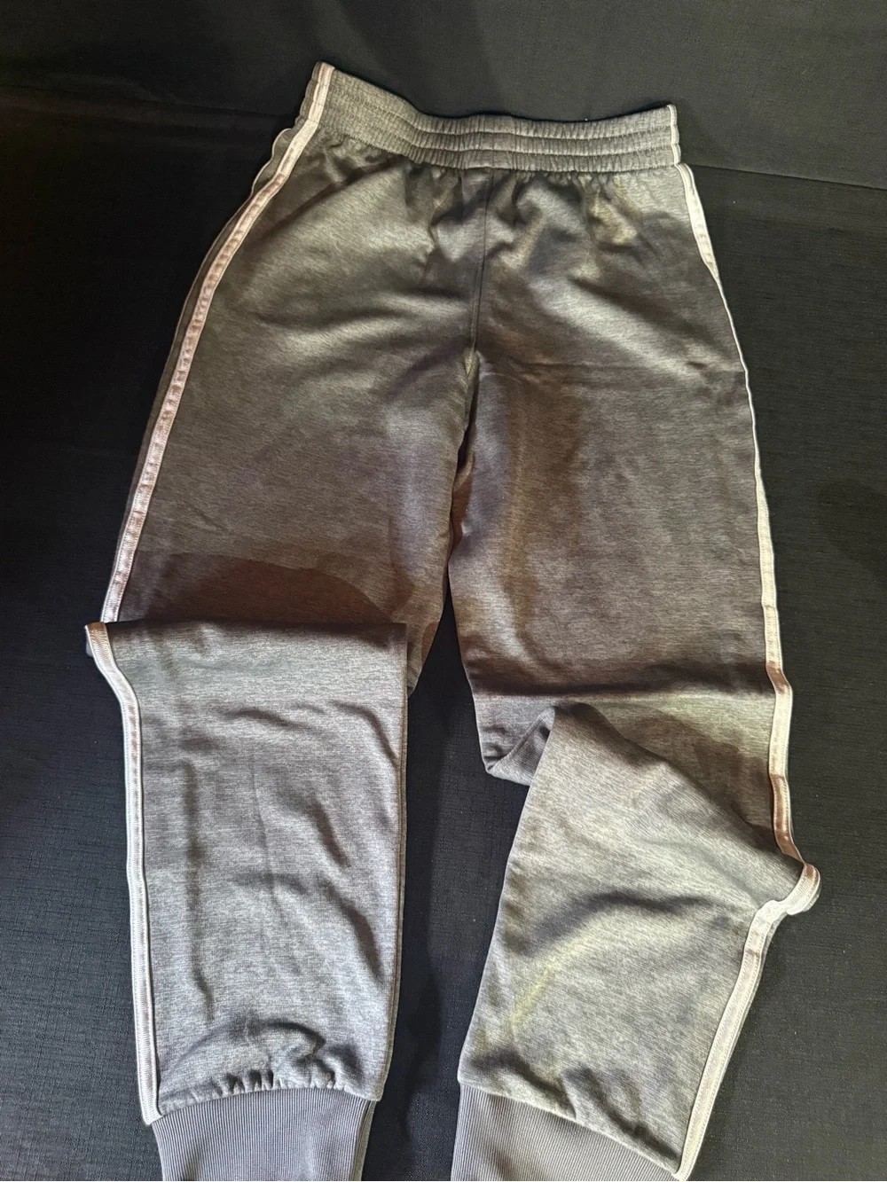 adidas Kids Charcoal Gray Jogger Sweatpants with White Side Stripes